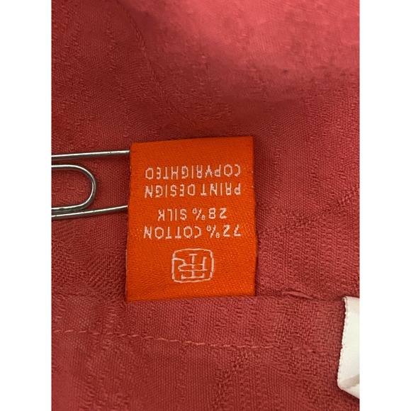 Tori Richard Men Hawaiian Shirt L Orange Jacquard Palms Silk Cotton Short Sleeve - Picture 10 of 11